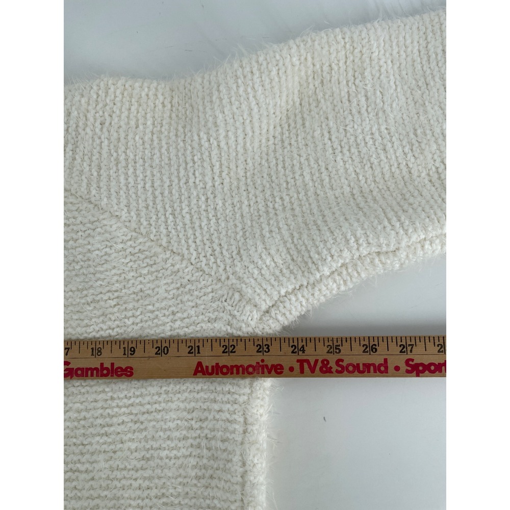 Lou & Grey Sweater Womens Large Cream‎ Ivory Fuzzy Minimalist Cozy Cottagecore - Picture 4 of 7